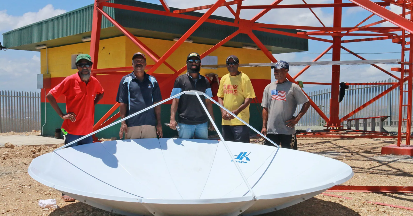 Setting up the satellite dish